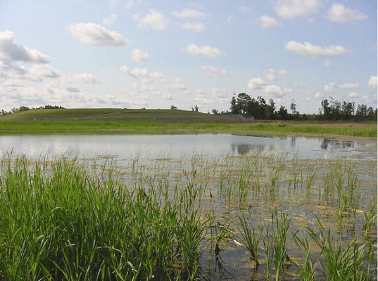 U.S. Environmental Protection Agency photograph of the capped Batavia Landfill Superfund site