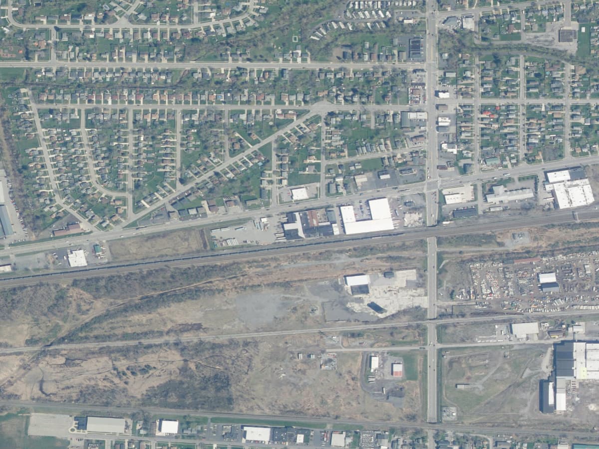 New York State orthophoto showing the Walden Avenue industrial corridor around the former NL Industries Foundry property